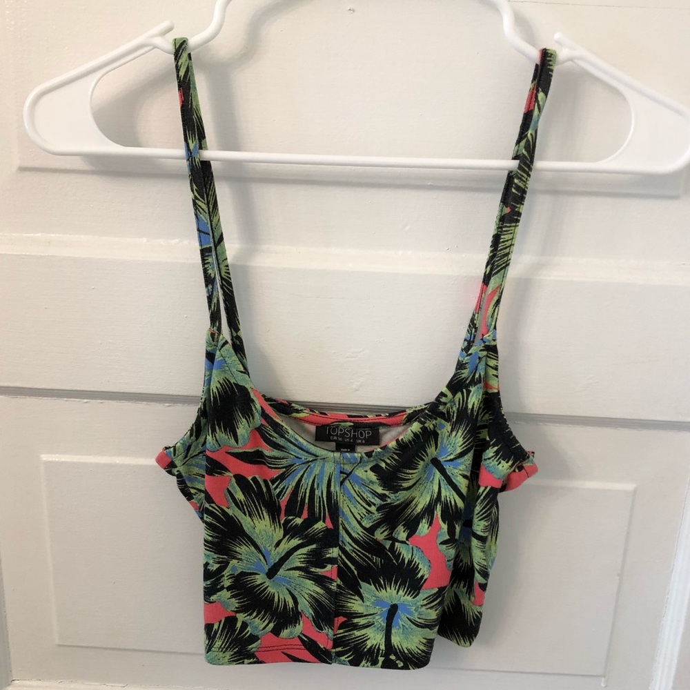 Topshop tropical print crop tank